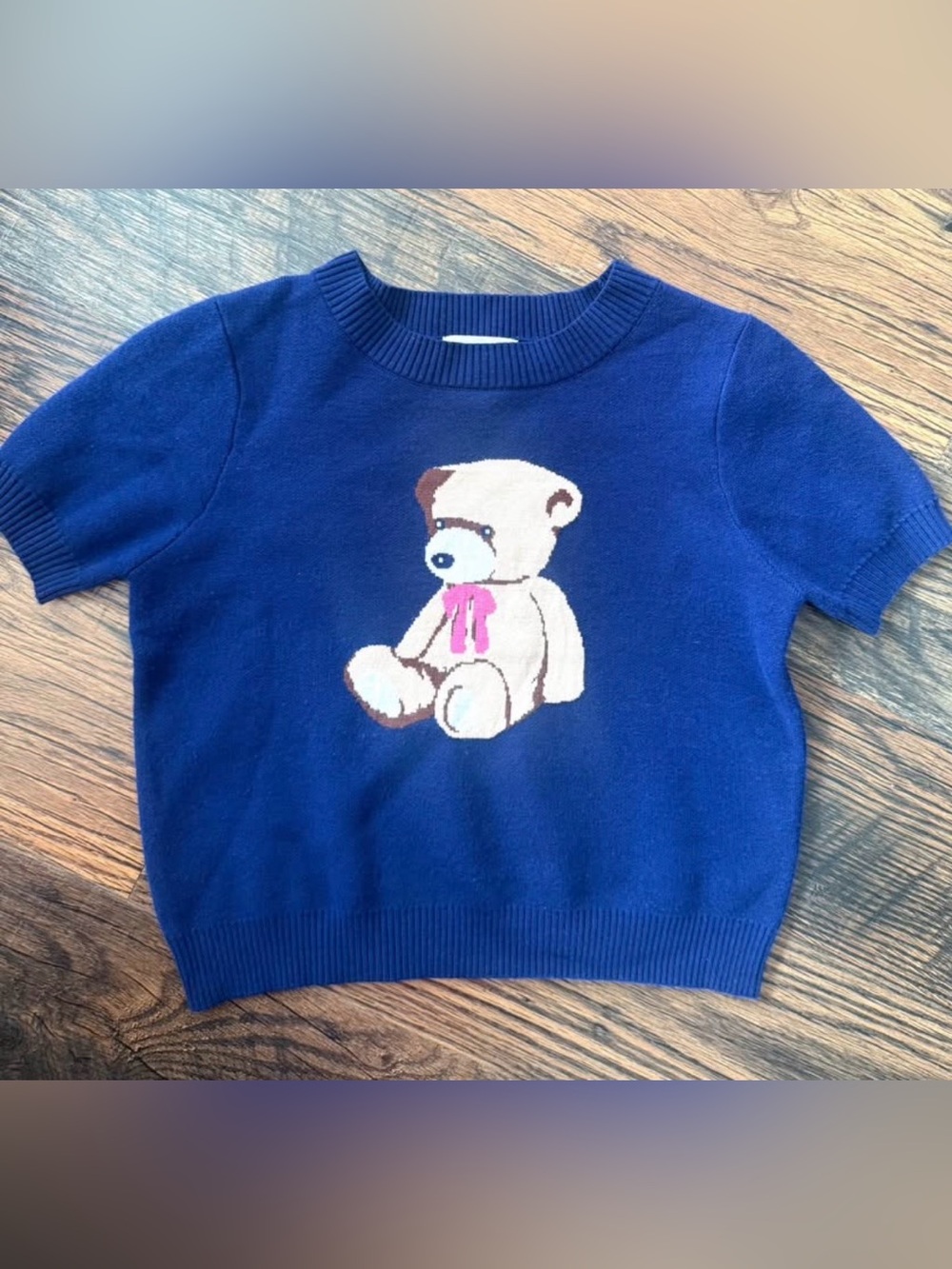 Teddy Bear Short Sleeved Girls Sweater Size Small / Willow & Wind